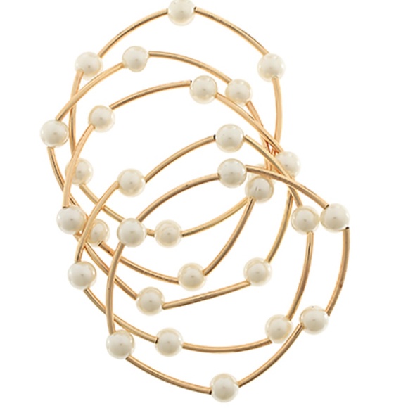 5 Row 8mm Pearl Station Bracelet Set - Picture 2 of 2